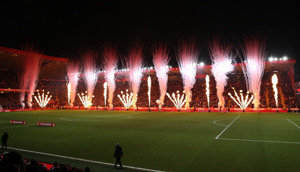 Pre-match pyrotechnics at The Valley