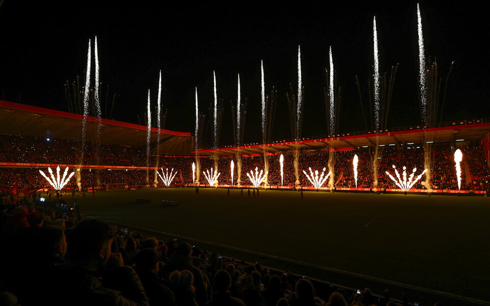 Pre-match pyrotechnics at The Valley