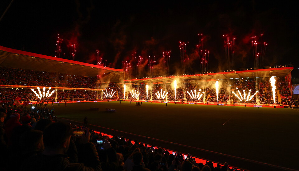 Pre-match pyrotechnics at The Valley