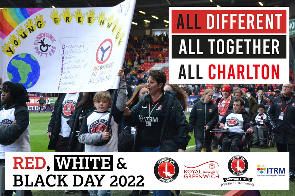 Special guests Baroness Doreen Lawrence OBE and Paul Mortimer will be leading the annual Charlton Athletic and CACT Red, White and Black Day taking place on 2 April at The Valley. 

Accompanied by a steel drum band, the rest of the parade will be made up of local school children who have been learning all about equality, diversity and inclusion through workshops with CACT in preparation for Red, White and Black Day. 