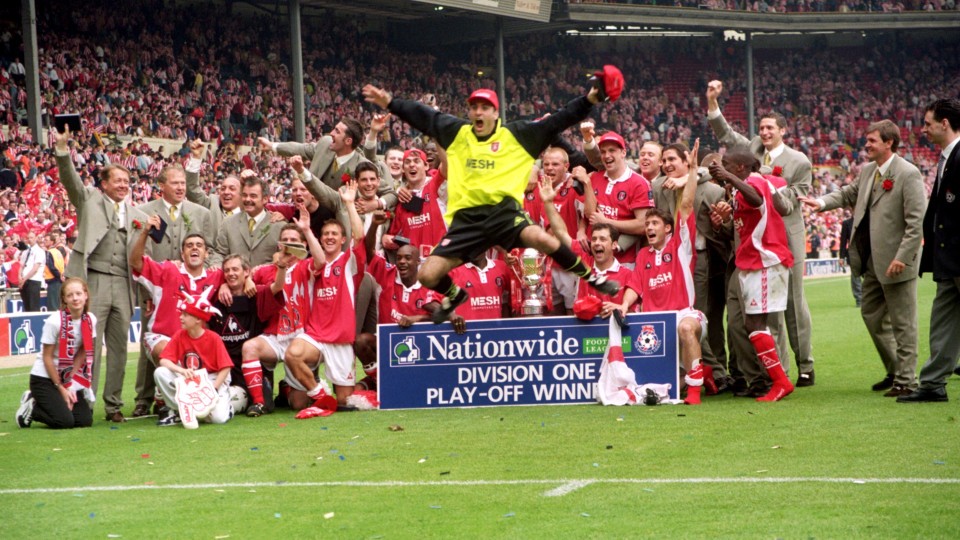 Charlton celebrate winning the 1998 Division One play-offs