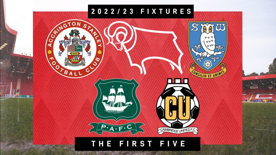 Graphic displaying Charlton's first five fixtures of the 2022/23 Sky Bet League One season