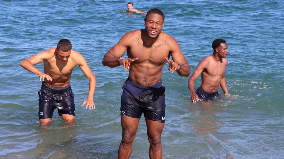Chuks Aneke poses for the camera in the Spanish sea