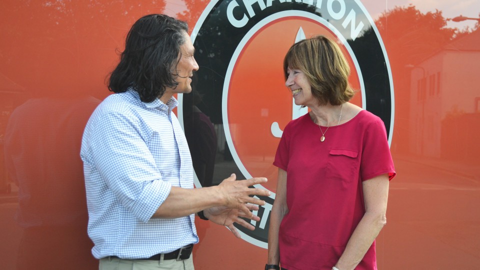 Dr Michael Seeraj with Chair of Trustees Marilyn Toft