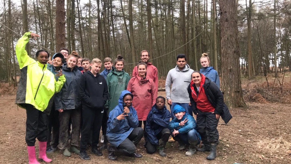 A group of young people on a residential trip