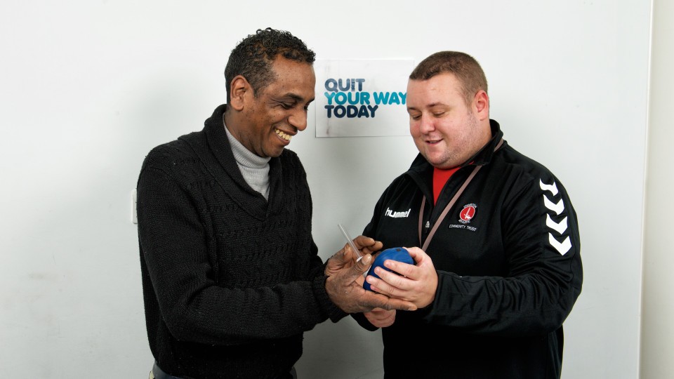 CACT staff member with a member of the public