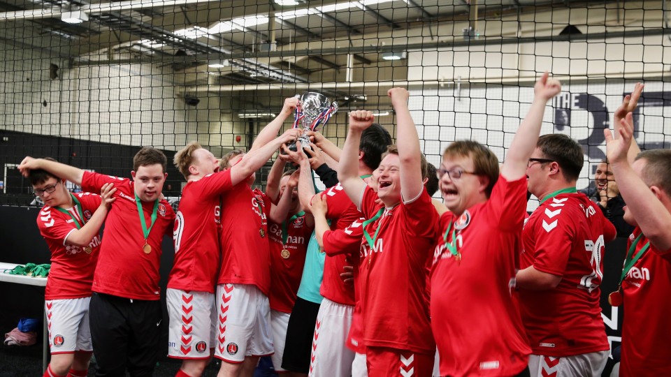 Upbeats team photo celebrating a win