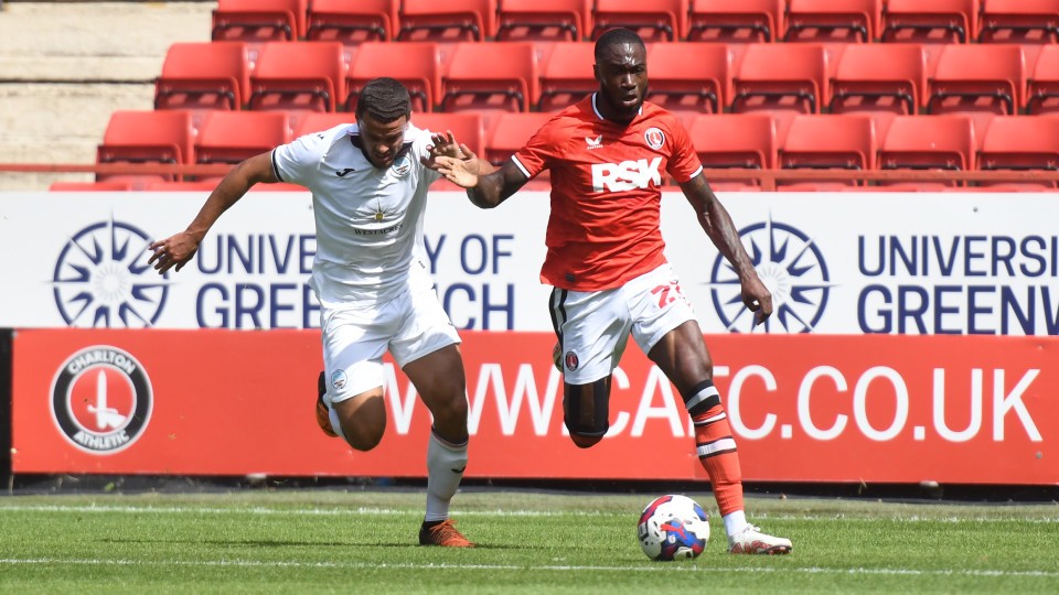 Corey Blackett-Taylor in action against Swansea City at The Valley