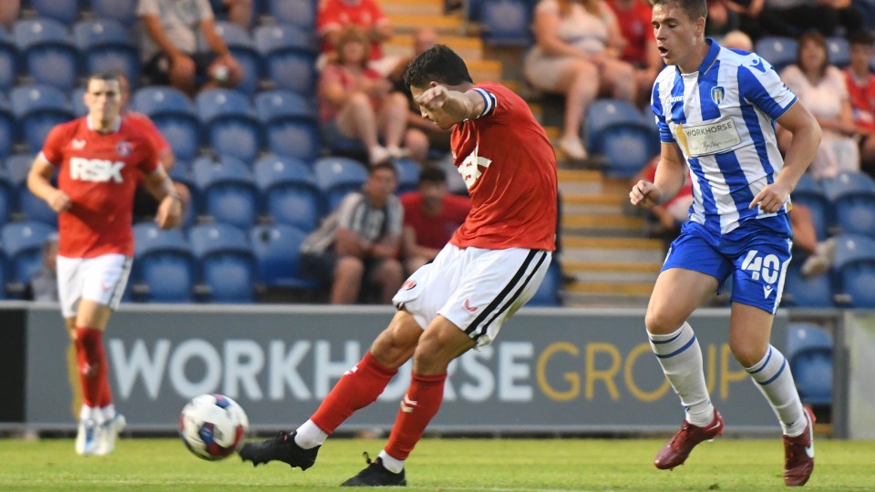 Albie Morgan scores a thunderous goal at Colchester United