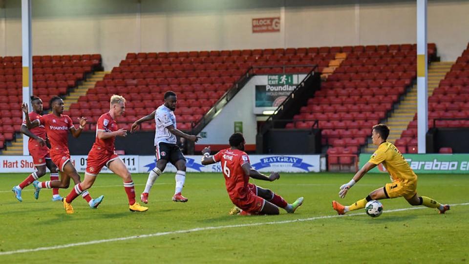 Diallang Jaiyesimi scoring against Walsall