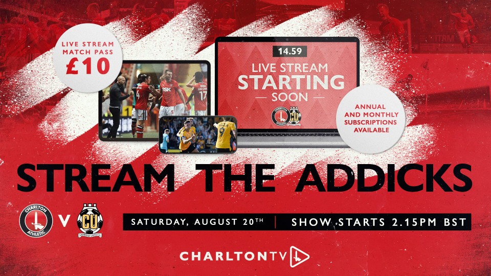 Stream The Addicks vs Cambridge