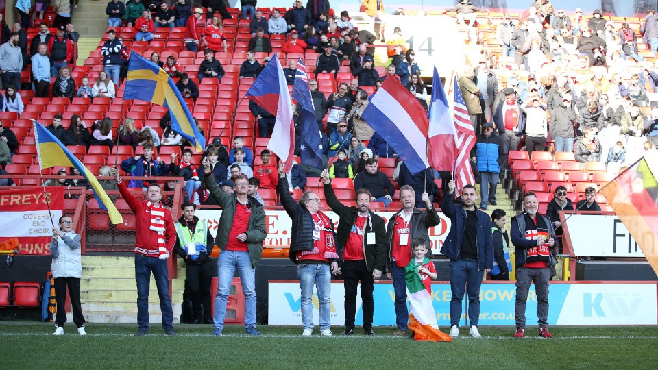 International supporters waving flags