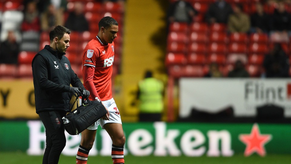 Miles Leaburn limping off injured