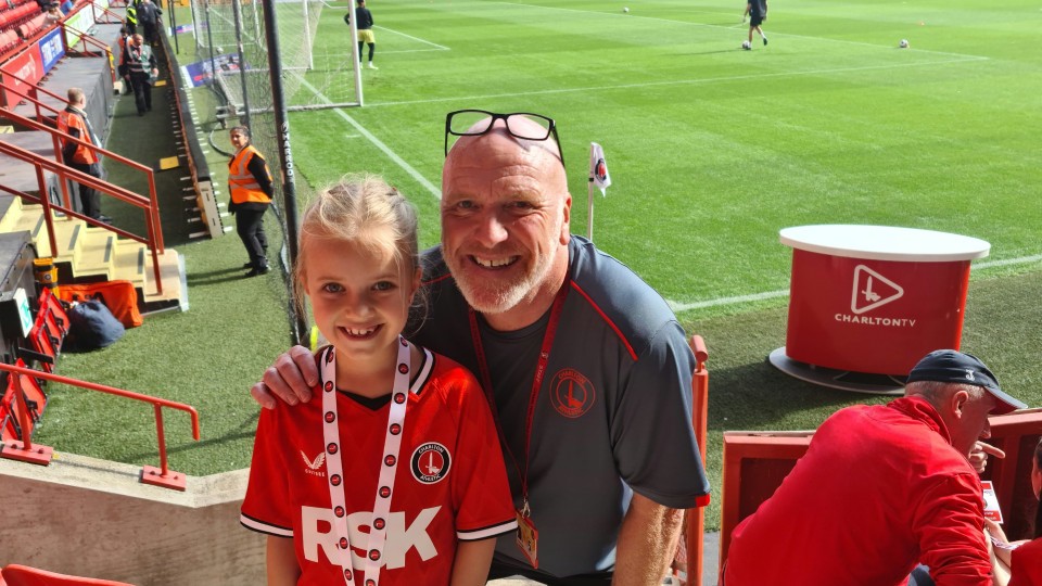 Beau with mascot host Bob
