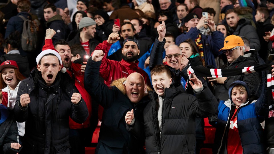 Charlton fans celebrate