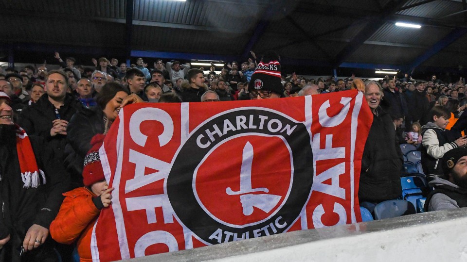 Charlton fans celebrate at Portsmouth