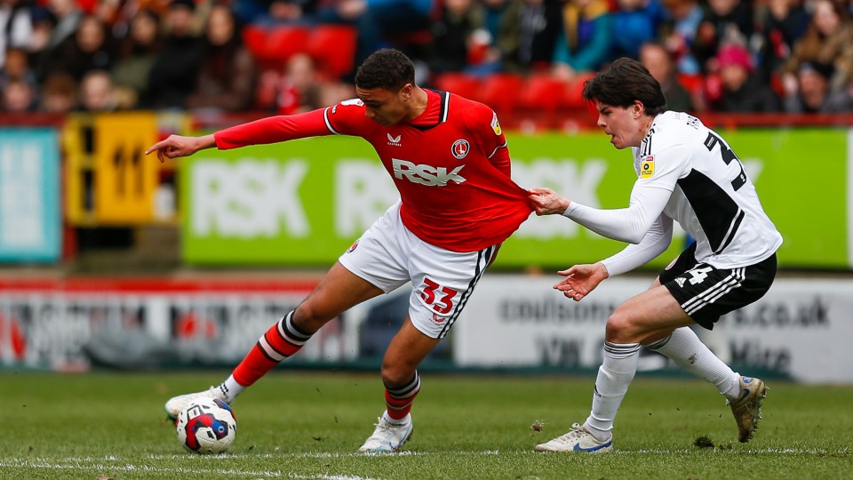 Miles Leaburn controls the ball against Accrington