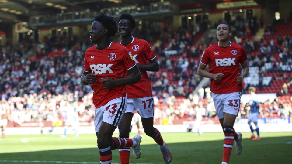 Tyreece Campbell celebrates Charlton's opener