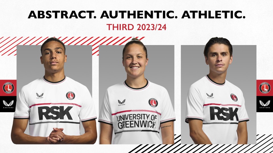 Miles Leaburn, Hannah Godfrey and George Dobson in the new third kit