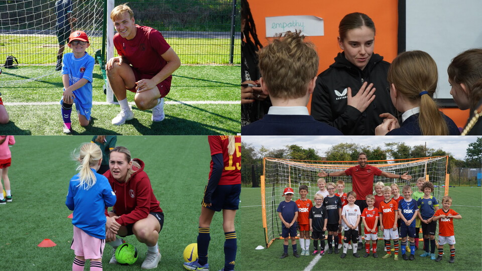 Ashley Maynard-Brewer, Beth Roe, Sian Rogers and Terell Thomas interacting with CACT programmes