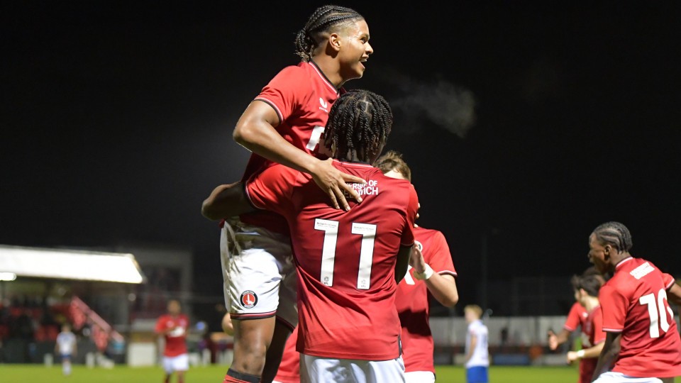 U18s celebrate a goal against Erith & Belvedere
