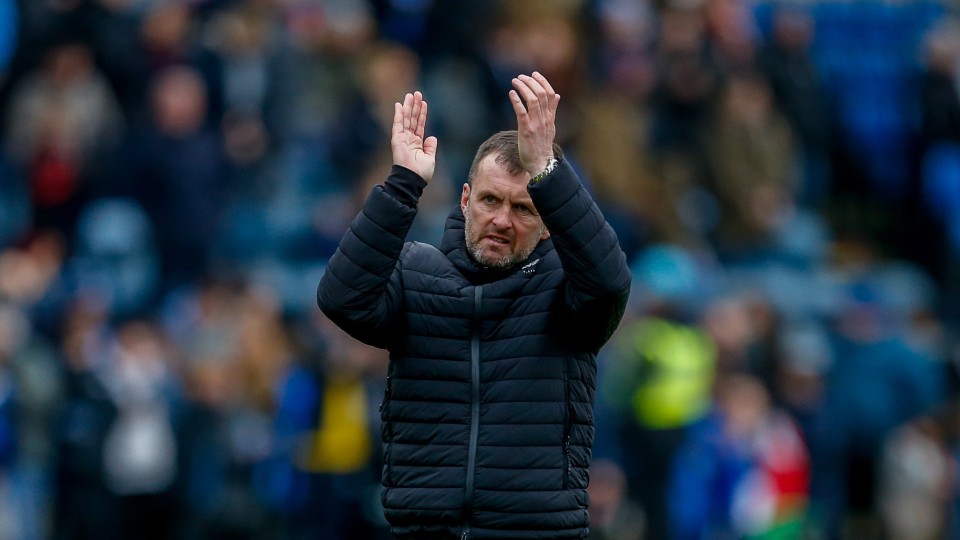 Nathan Jones claps supporters