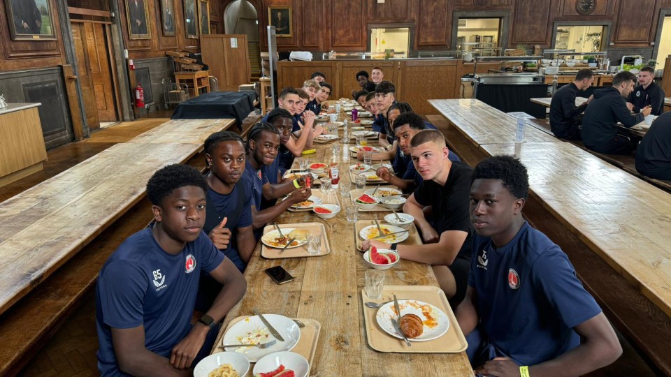 Charlton's U18s on their pre-season camp in Hertfordshire.