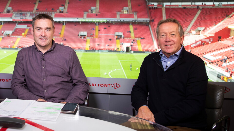 Steve Brown and Alan Curbishley in the CharltonTV Studio before the Sky Bet League 1 match between Charlton Athletic and Bolton Wanderers at The Valley, London