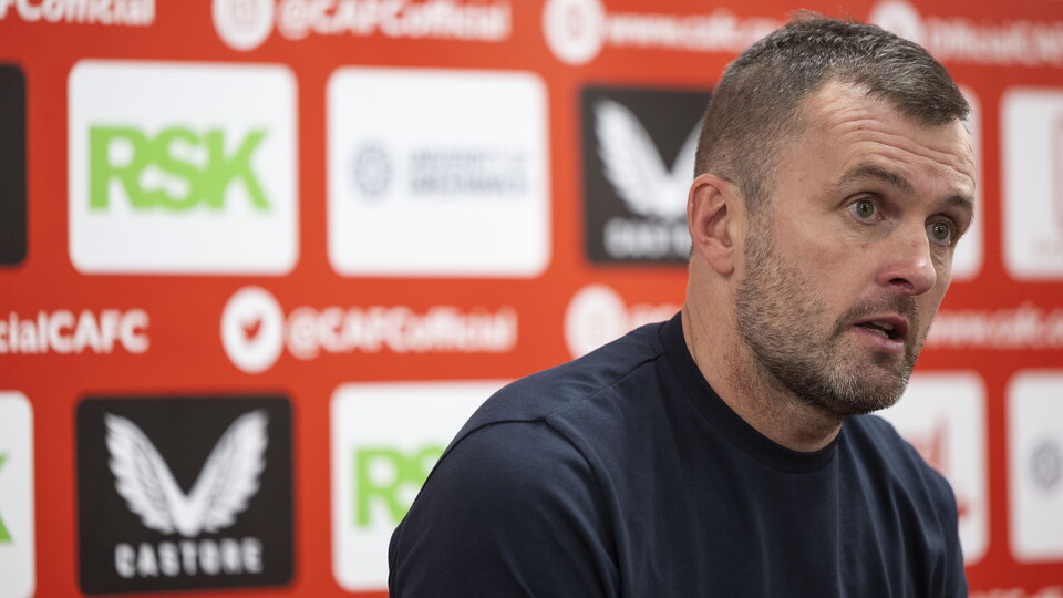 Nathan Jones speaks to the press