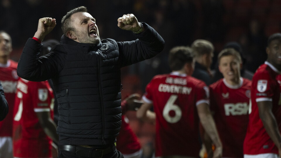 Nathan Jones celebrates