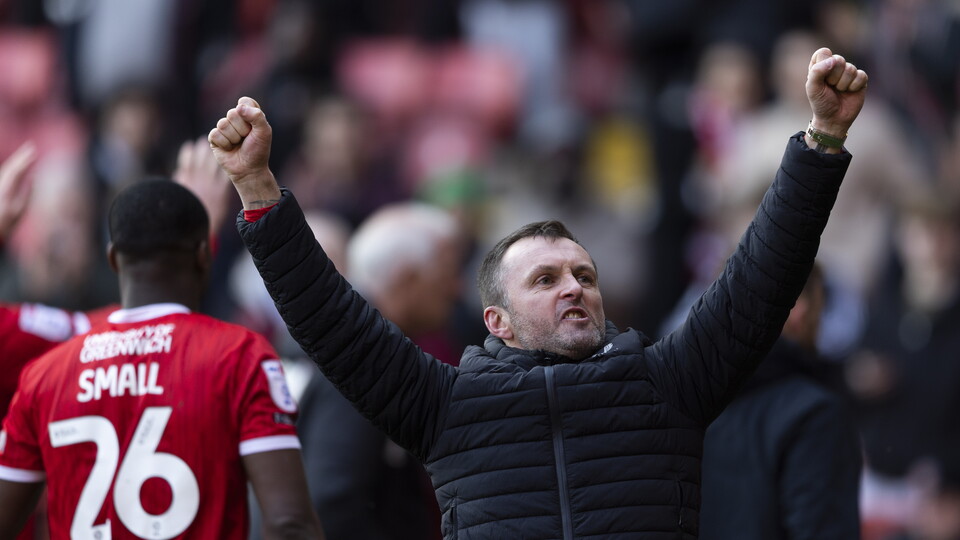 Nathan Jones celebrates