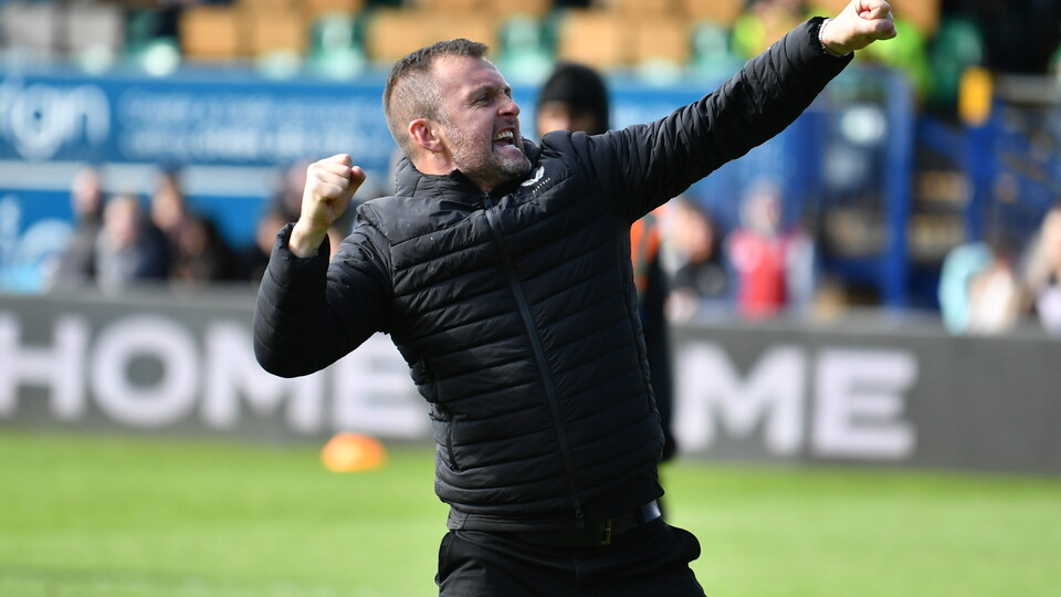 Nathan Jones celebrates