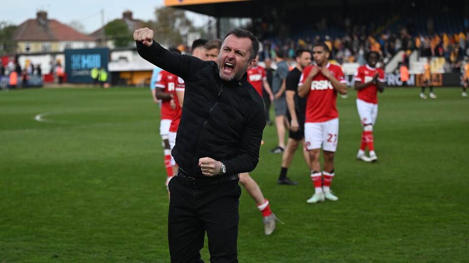 Nathan Jones celebrates