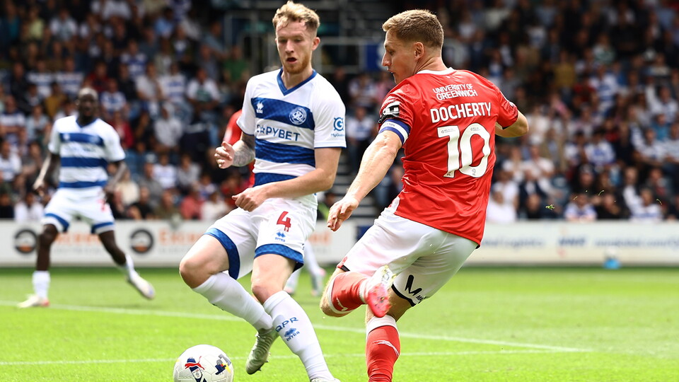 Greg Docherty on the ball against QPR