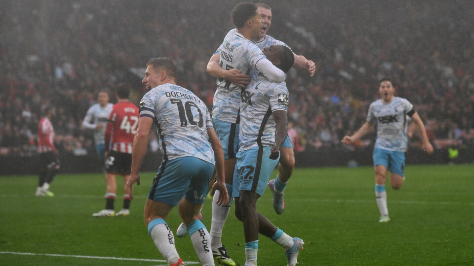 Tanto Olaofe celebrates