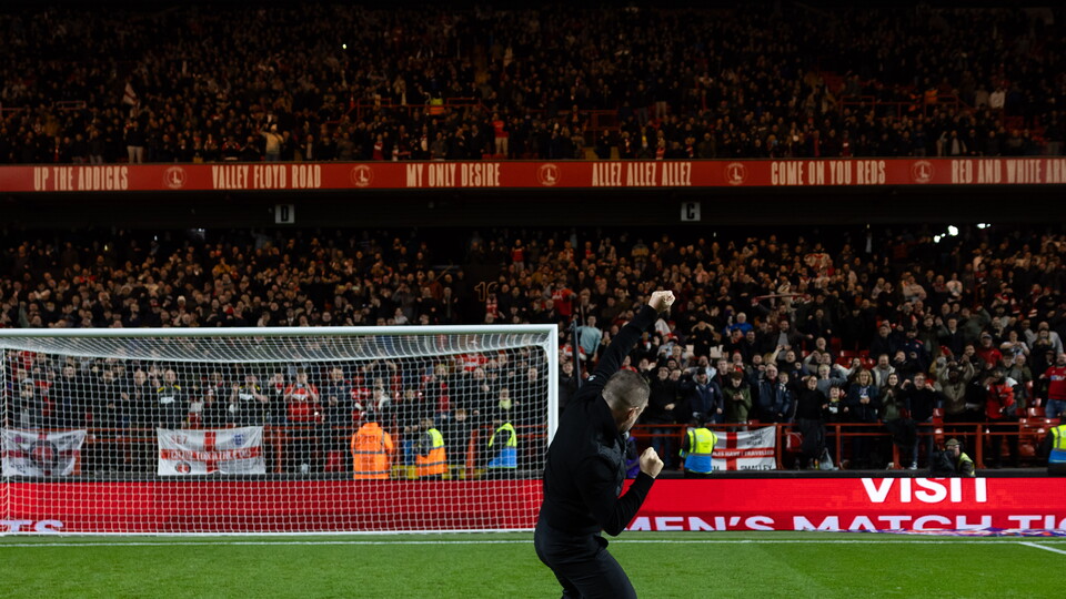 Nathan Jones celebrates