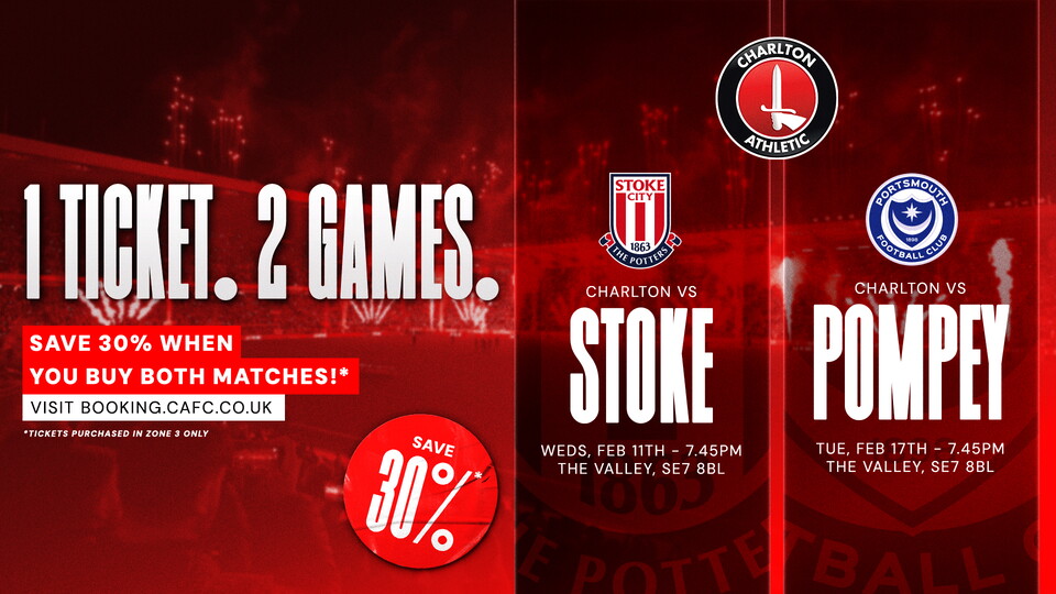 Ticket advert for Stoke and Portsmouth