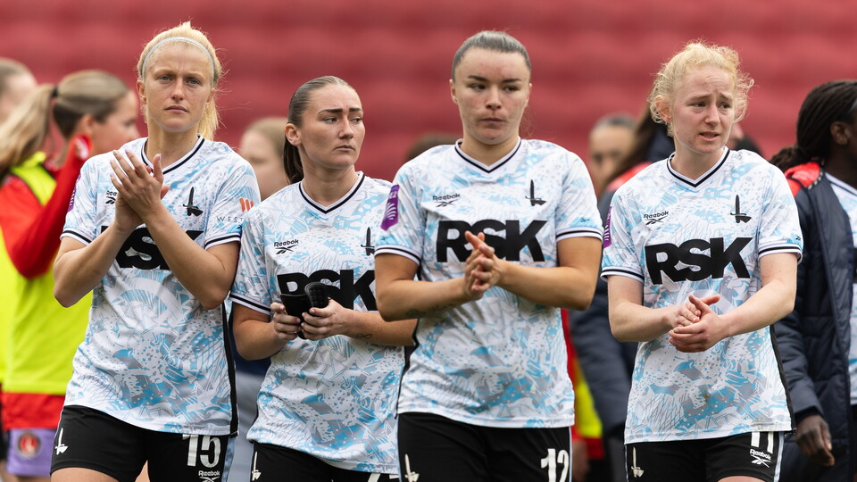 Charlton Women clap the crowd after the loss to Bristol City