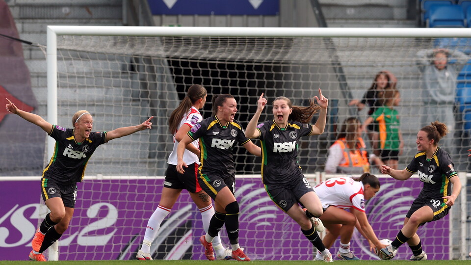 Emma Bissell celebrates scoring against Southampton