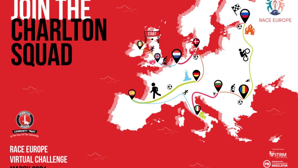 Join the Charlton Squad to race 13 other London clubs to be the first to cover the 6,720 miles that separate all of the Euro 2021 host cities.

The virtual challenge, due to take place in March, will raise funds for Charlton Athletic Community Trust (CACT).

Supporters have until the end of February to sign up. Many members of the Charlton family have already joined, with Charlton Athletic Player Liaison Officer Tracey Leaburn becoming a Team Leader for the event.